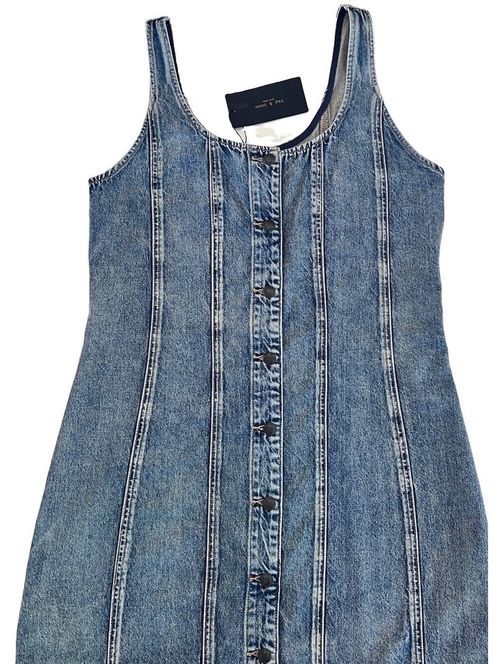 $298 Rag & Bone Lorraine Denim Mini Dress Women's Size 12 NWT - Picture 3 of 14